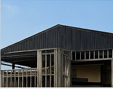 Pre-engineered metal building under construction