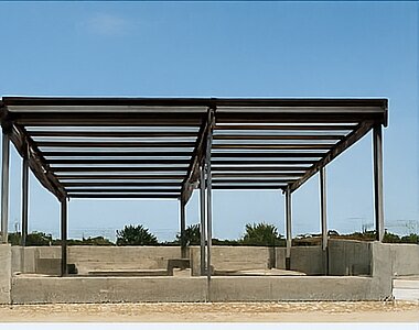 Steel structural frame under construction